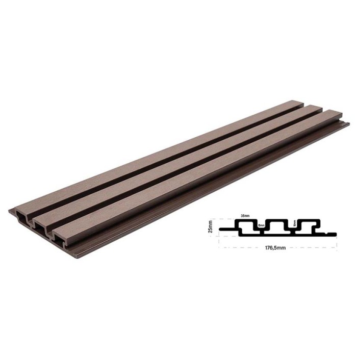 Πάνελ τοίχου 3d ξύλινα εξωτερικού τοίχου Wpc 8530 dark brown 25x176.5x2900mm 