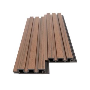 WPC Πάνελ τοίχου 2ης γενιάς με 3D πηχάκια teak 5510 εξωτερικού χώρου 25x147.5x2900mm