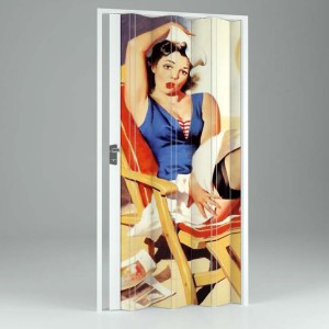 Πόρτα φυσαρμόνικα πτυσσόμενη με σχέδιο pin up