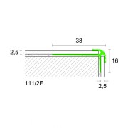 Γωνία εξωτερική προφίλ δαπέδων lvt ασημί 2.7m 111/2/F