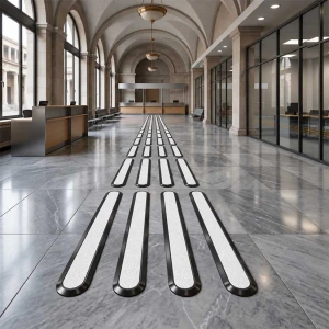 Λωρίδα Όδευσης Τυφλών Inox Μαύρο με Καρβορούνδιο Λευκό KMS 505