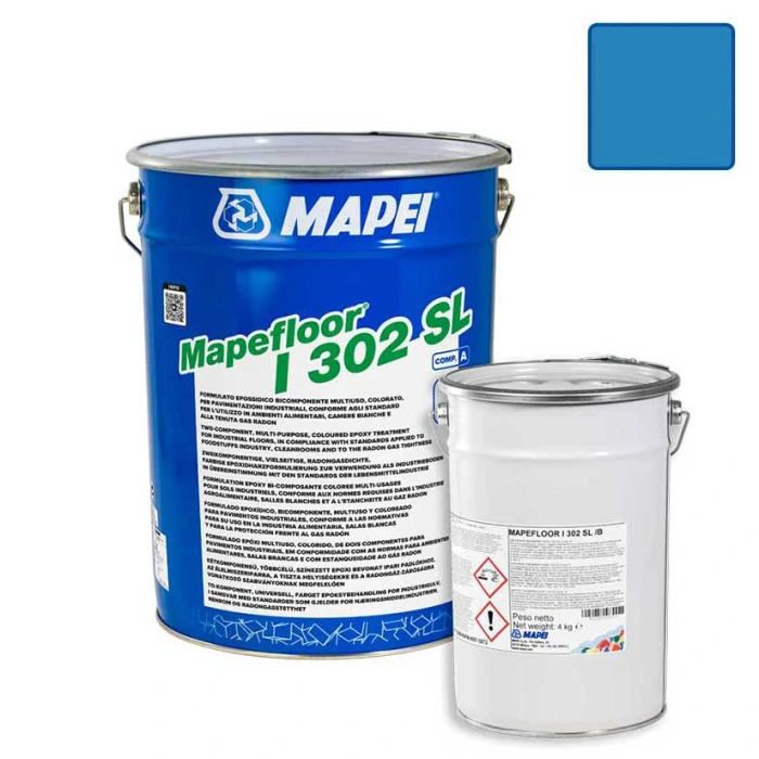 Εποξειδικό Χρώμα Δαπέδου 2 Συστατικών Mapei Mapefloor I 302 SL Γαλάζιο Σκούρο Ral 5012 | 20kg