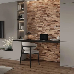 Πάνελ Τοίχου 3D από 100% Φυσικό Ξύλο Teak Ferrano 495x180mm 0.09m² 540-011