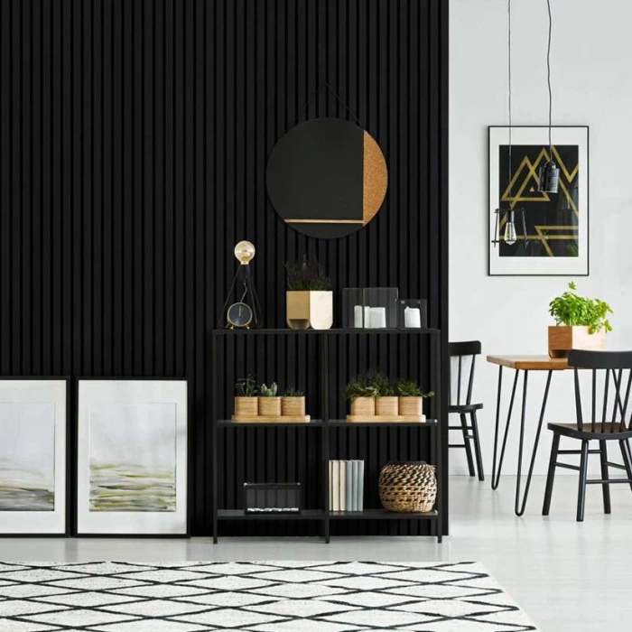 PS panel με 3D πηχάκια 10 Residence 122/2900mm Black 0.35m²