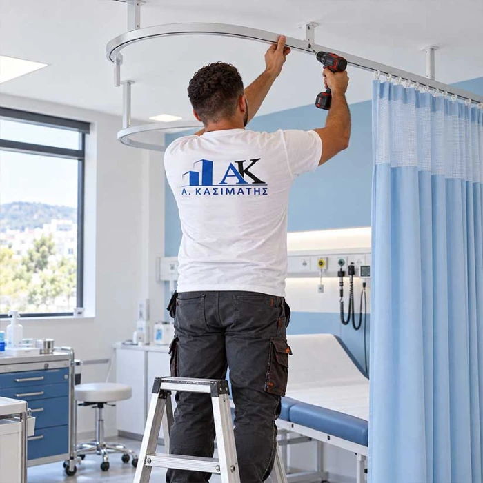 Υπηρεσία Τοποθέτησης Σιδηρόδρομου Παραβάν Κουρτίνας