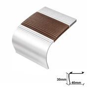 Γωνία αλουμινίου 40x30mm με λάστιχο 27mm για σκαλοπάτια ασημί 1010