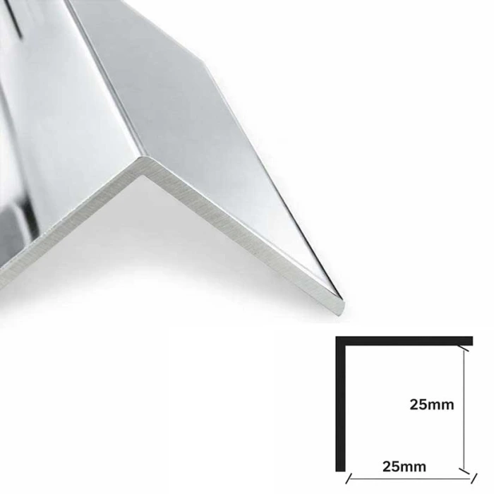 Προφίλ αλουμινίου γωνία λεία 25x25mm νίκελ 1042
