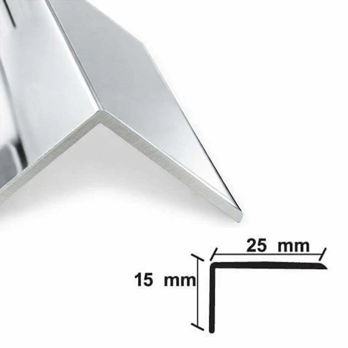Προφίλ αλουμινίου γωνία λεία 15x25mm νίκελ 1050